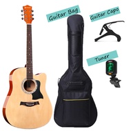 CAESAR (X-410C) 41 Inch Acoustic Guitar Cutaway Body With Accessories Set Bag Capo Tuner | Gitar Aku