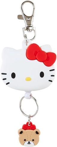 日本版 匙扣  HELLO KITTY  鎖匙圈扣 橡膠鑰匙扣鑰匙圈 (易拉扣伸縮扣拉線器 證件扣 鎖匙圈扣 證件套 防丟) 平行進口