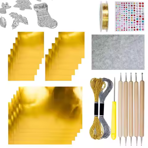 DIY Crafts Foil Paper Set Thick Tinfoil Flashing Roll Metal Sheets Silver Gold Shimmer Shiny Embossi