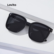 Lovito Casual Plain All-Match Basic Full Rim Women Sunglasses L34AD057 (Black) Lovito Kacamata Wanit
