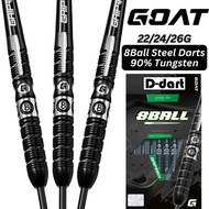 GOAT STEEL TIP DARTS - 22G/24G/26G 8BALL 90% Tungsten DART SET STEEL DART (ARROW DART KELULI)