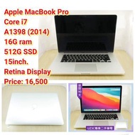 Apple MacBook Pro Core i7 A1398 (2014) 16G ram 512G SSD 15inch. Retina Display Price: 16,500