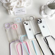 🌟（現貨）🌟（送鏡頭鋼化膜）（送手機鋼化膜）（送平郵）蘋果掛繩手機殼強力高透送鏡頭鋼化膜按鍵高保護性，馬卡龍多顏色，iPhone15，iPhone15pro，iPhone15plus，iPhone15