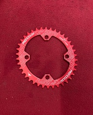 38T OVAL Narrow Wide Single Chainring 104BCD BCD104 Red - free bolt