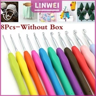 LINWEI Bộ dụng cụ 8 16 chiếc móc đan màu sợi kim đan bằng nhôm Bộ dụng cụ kèm B