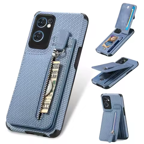 Zipper Magnetic Cards Holder Case For OPPO A38 A79 A58 A97 A78 A72 A74 A93 A94 A16 A57 A52 A54 Card 
