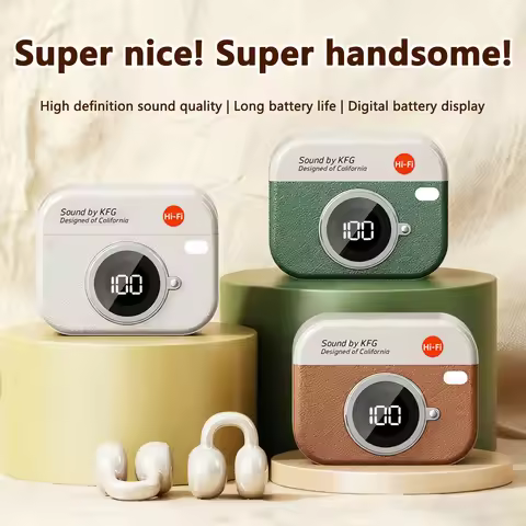 Q87 Retro TWS Wireless Bluetooth Earphones with Battery Display, Long Endurance, Clip on Ear Noise R