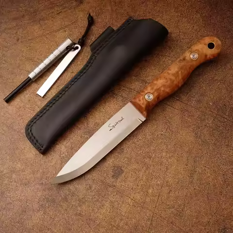 Outdoor AUS-8 Steel Knife Bushcraft Knives Portable Fixed Blade Knife Camping Survival EDC Tool