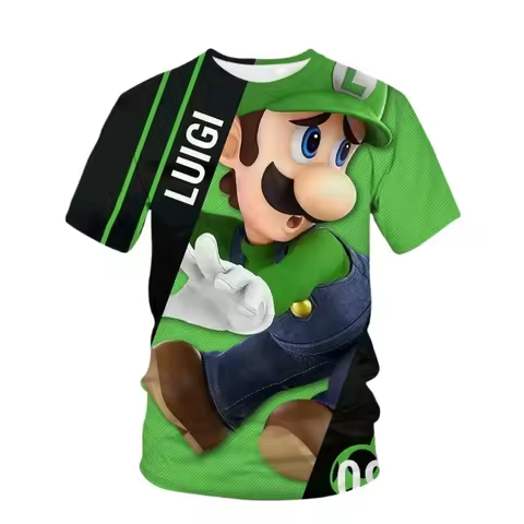 Super Mario Bros Brothers Luigi T-shirt Summer 3d Printing Short-sleeved Suit Size Table Short Sleev