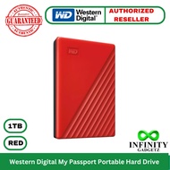 Western Digital WD My Passport 1TB Portable External Hard Drive with FREE Pouch RED