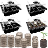 Seedling Trays Seed Starter Kit- 50 Pcs Peat Pellets and 48 Cells Mini Greenhouse Garden Seedling St