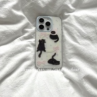 เคสโทรศัพท์แมวสีดำน่ารักแบบแม่เหล็ก Sherry Ins พร้อมชาร์จไร้สายและช่องใส่บัตร สำหรับ Apple 16 pro Ma