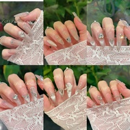 Nail box with pointed nails, nail box with rhinestones CNY, bridal nail box nail press on fake nail