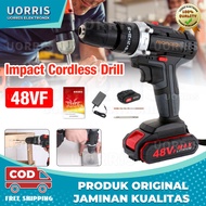 Impact Cordless Drill 48VF / 36VF Mesin Bor 2 Baterai tanpa kabel Untuk Tembok Beton