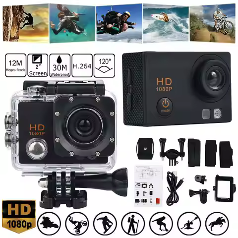 Black Motor Bike Motor Cycle Action Helmet Sports Camera DV Cam HD 1080P