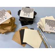 Zentangle Painting Art Square Brick (White Black Cowhide) 24 Sheets