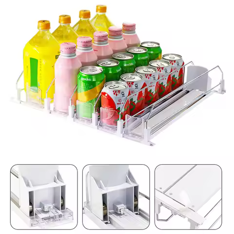 Canned Beverage Push Rack Beverage Thruster Dispenser Storage For Soda Can Self-Pushing Kitchen Coun