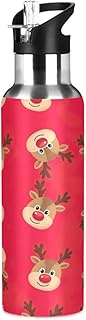 Christmas Animal Red Insulated Water Bottle 32 Oz Leakproof Water Bottles, BPA-Free Sport Water Bott