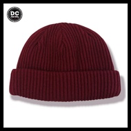 BEANIE HAT SHORT BEANIE MAROON PLAIN MEN WOMEN
