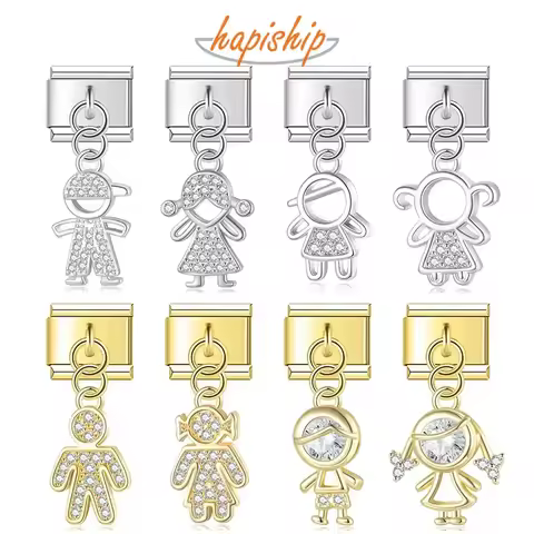 Hapiship 2023 New Fashion Original Daisy Boy Girls Shiny CZ Italian Charm Fit 9mm Bracelet Stainless