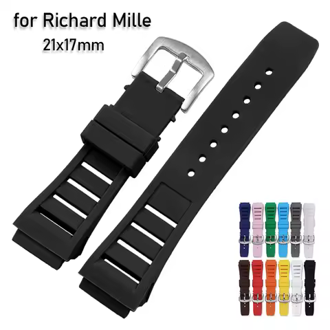 Silicone Strap for Richard Mille RM011 Watch Band 21mm*17mm Rubber Diving Waterproof Bracelet Univer
