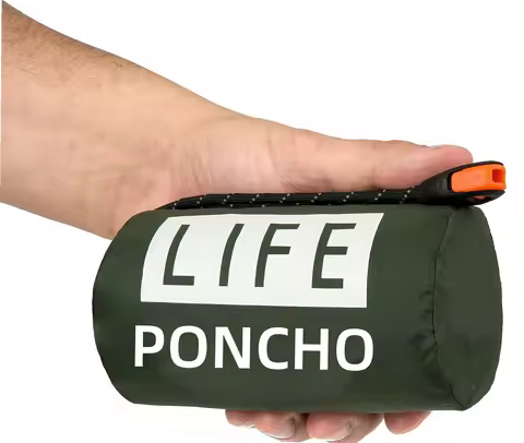 LIFE poncho Emergency Survival Rain Poncho Thermal Survival Space Blanket Raincoat Heat Reflective W