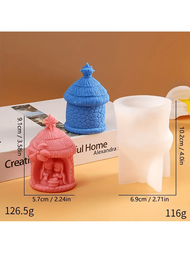 3D椰樹屋形矽膠模具，可用於DIY布丁巧克力糖果甜點口香糖手工皂香薰蠟石膏聚合粘土冰塊等製作，烘焙廚房工具