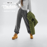 Retro Women Dark Gray Knit Fleece-Lined Sweatpants 2025 Winter Thick Warm Drawstring Cuffed Straight