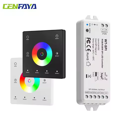 CENFAYA 2.4G WiFi RGB RGBW SPI Controller Tuya APP/Smart Life/Google Home/Alexa Control Support WS28
