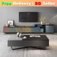 Nova&Store Solid Wood Telescopic Tv Console Stone Slab TV Cabinet