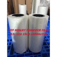 DTF HONJET TRANSFER FILM A3+ size 33cm x100m/roll