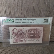 uang kuno 5 gulden wayang tahun 1939 pmg 35