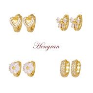 Hengran 18k Gold Earing For Women Subang Emas Korea 916 Anting Perempuan Telinga Fashion Earings Set Korean Earring Clip Earrings Accessories Flower Love Butterfly With Box GE2 XJV