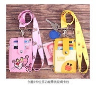 Lanyard Wallet with Cartoon Design with 5 card slot and 1 zip pouch for coins. Suitable for School