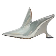 BOTTEGA VENETA 銀色 Rocket 坡跟穆勒鞋，飾以層壓皮革