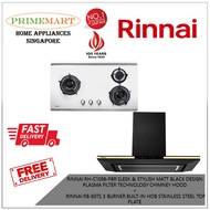 RINNAI RH-C1059-PBR SLEEK STYLISH MATT BLACK  PLASMA FILTER TECHNOLOGY CHIMNEY HOOD  +   RB-93TS 3 BURNER HOB BUNDLE