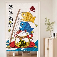 Japanese width 140CM Door Curtain with rod Set Hanging Half divide 120 180 Modern living room entryway Toilet Kitchen Partition Full Door Curtain pole doorway Height 200CM Curtain