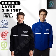 ARSPORT AR AI DOUBLE LAYER 3 IN 1 SET FREE BAG ARAI WATERPROOF RAINCOAT MOTORCYCLE BAJU HUJAN MOTO