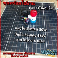 ปั๊มน้ำโซล่าเซลล์พร้อมแผงโซล่าเซลล์ 80W ปั๊มDC 36W 12V สายไฟยาว 6 เมตร ต่อตรงใช้งานได้เลย