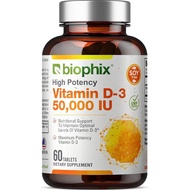 biophix Vitamin D-3 50000 IU 60 Tablets - High-Potency ports Strong Bones Immune Health