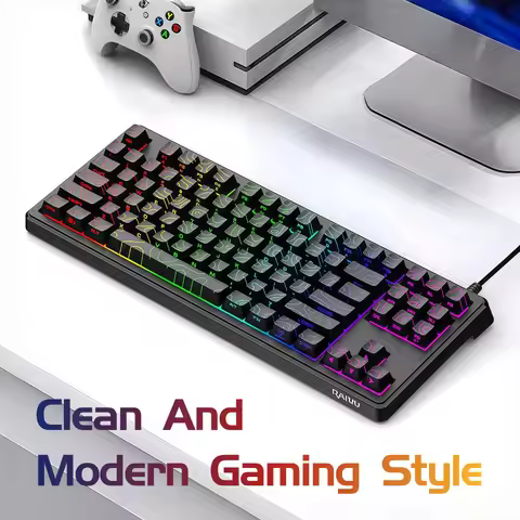 87 Key Compact Wired Keyboard RGB Backlit TKL Keyboard White Black USB Mechanical Feel Keyboard for 