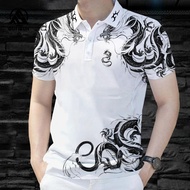 Fashion Men's POLO Shirt Dragon Pattern Short Sleeve POLO Shirt Slim Men's POLO Shirt Animal Short S