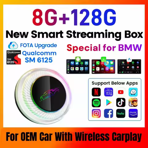 Android 13 ANYFAR Android Auto Wireless CarPlay AI TV Box QCM6125 8-Core Split Screen 8G 128G For Ne