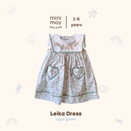 Minimoy - Leika Dress - Girls' Floral Dress Sage Green