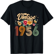 Men's cotton T-shirt 70th Birthday Gifts Women Made In 1956 70 Years Old Floral T-Shirt
