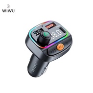 WiWU MP3 Multifunctional Car Charger Wi-QC031 7-Color LED Light 2 USB-C Ports 20W USB-A 18W, 2 Music
