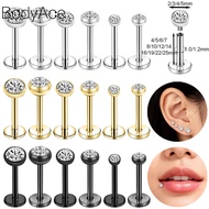 Bodyace 1 Set Lip Piercing 16G/18G Lip Piercing 2/3/4/5mm Crystal Stud Earring Lobe Earring Multiple