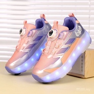 LED Light Up 4 Wheels Roller Skate Shoes, Retractable Heelys for Kids Adults Outdoor Sports UQXF