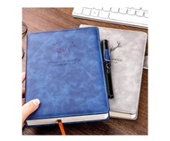 Sổ bìa da A5 khắc tên/Sổ bìa màu xanh đậm xanh nhạt nâu hồng khắc logo câu chúc theo yêu cầu/Sổ da B