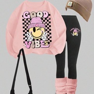 2Pcs/Set Teenage Girls Casual Long Sleeve Thicken Sweatshirt And Pants Set, Suitable For Autumn/Wint